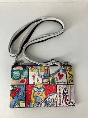 BRIGHTON SMALL MULTI COLOR AND PRINT NYLON CROSSBODY BAG